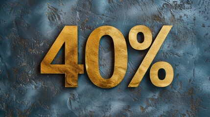 40% discount on promotional sales. A number with a percent sign is written in gold letters on a dark gray background