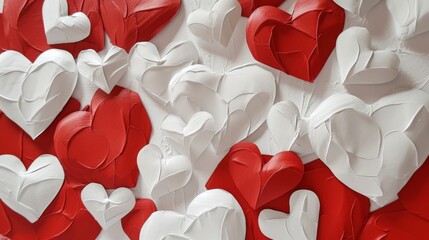red and white hearts decorations generative ai