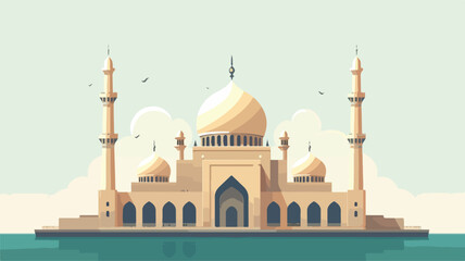 Mosque flat illustration design vector 2D vector