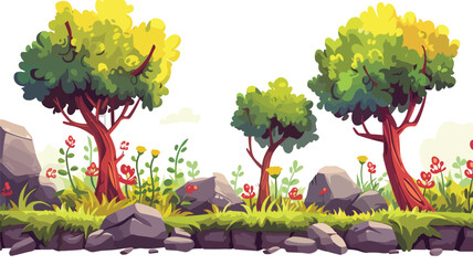 Nature landscape for 2D game. Cartoon background