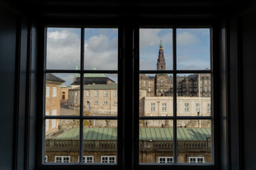 Window. Windows overlooking the city of Copenhagen. Denmark.
