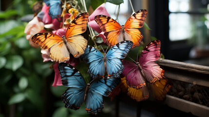Dans une clairière ensoleillée, des papillons dansent autour d'une fleur multicolore, tandis que...