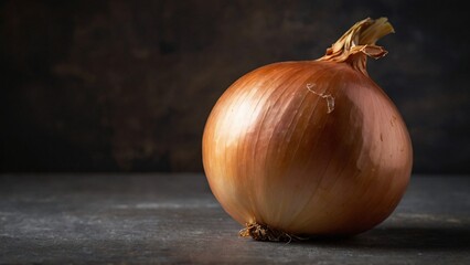 Onion on a wooden table, clean photo