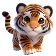 3D CUTE tiger isolated on white background