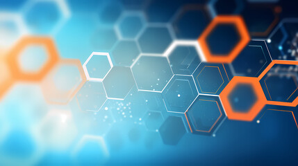 Modern science background hexagon lines and points wave flow abstract background