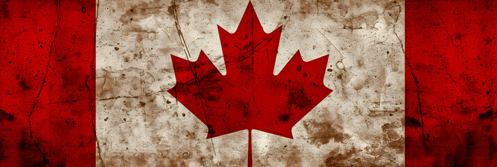 Textured Canadian flag with a vintage feel and red leaf.
