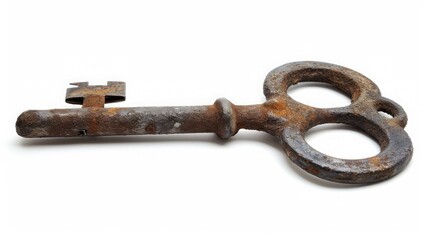 Old key isolated on white