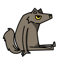 cute wolf sitting transparent background vector illustration	