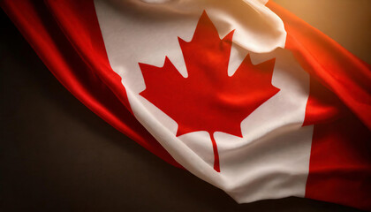 Happy Canada Day, July 1. National flag of Canada background with soft yellow light