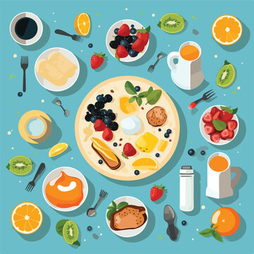 Vector Breakfast Time Illustration with Flat Design