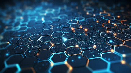 Obraz premium Blue technology background, blue hexagon background