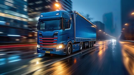 commercial truck in motion, a perfect representation of Truck Transportation logistics, demonstrates high-speed transport, efficient freight delivery, and robust truck transportation logistics