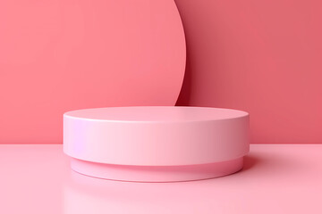 Pastel pink stand for display products.