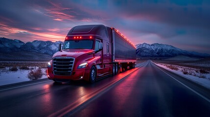 Fototapeta na wymiar commercial truck blurs by, embodying Truck Transportation logistics with its emphasis on cargo speed, highway transit, delivery efficiency, and superior truck transportation logistics