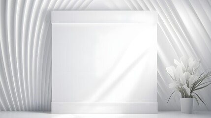 Beautiful light background mock-up for presentation with decorative white panels and decorate with hidden lighting