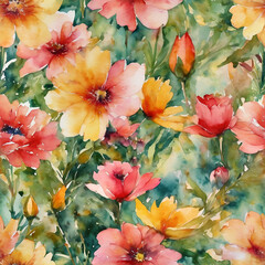 Seamless watercolor floral patterns