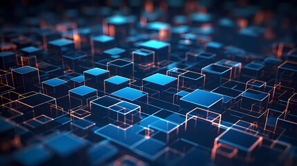 Fototapeta premium Blue technology background, blue hexagon background