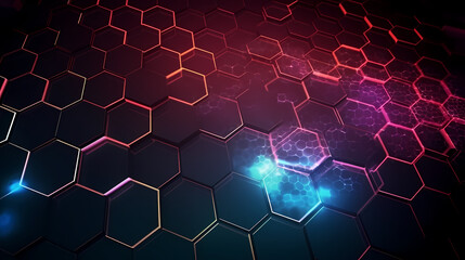 Blue technology background, blue hexagon background
