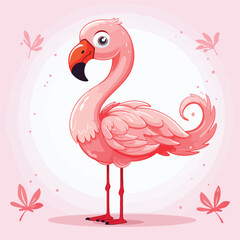 Vector Mascot Illustration: Cute Pink Flamingo.