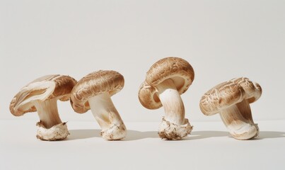 Group of porcini mushrooms isolated on white background. Studio shot.