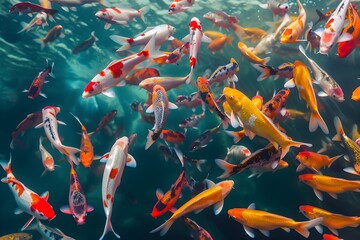 A breathtaking school of fish gliding gracefully in the serene underwater world