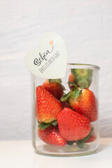 Fresh strawberry in the glass