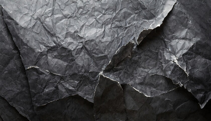Black crumpled paper texture. Abstract background for design and decoration. Space for your text 