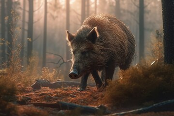 Photo of a wild boar in the jungle