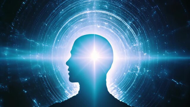 Brain waves thinking, concentration and awareness. Trans cognitive consciousness spiritual background concept. 