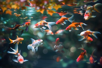 Within the pristine clarity of the water, a group of exquisite marine creatures creates a captivating spectacle