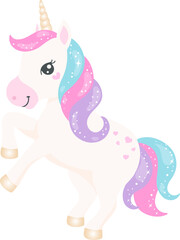 Rainbow Unicorn, Cute Pony, White horse