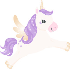 Rainbow Unicorn, Cute Pony, White horse