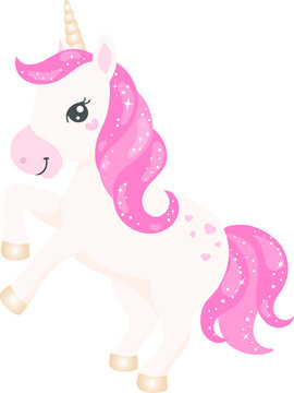 Rainbow Unicorn, Cute Pony, White horse