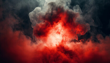 smoke explosion with eerie red glow, evoking mystery and intensity - obrazy, fototapety, plakaty
