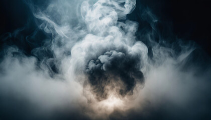 Naklejka premium Explosive smoke emanates from empty space, creating a dramatic and eerie atmosphere