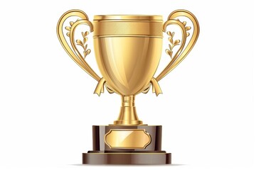 Fototapeta na wymiar Elegant gold trophy award on a pristine white backdrop Symbolizing achievement and excellence