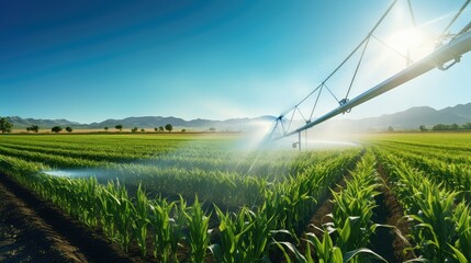 agriculture watering corn field