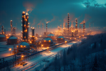 huge oil storage tanks, oil refinery