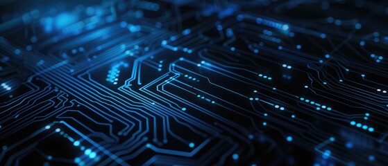 Futuristic Circuit Board Technology with Glowing Nodes