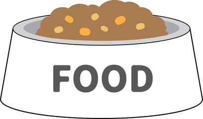 A Pet bowl with some healthy food icon flat illustration.