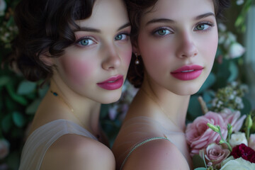 Portrait of two beautiful young girls
