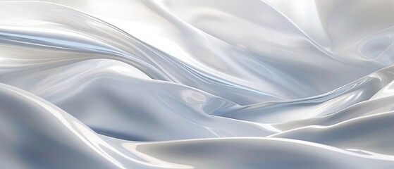 Elegant Silver Satin Material in Abstract Waves