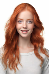 Fototapeta premium Portrait from beautiful woman with red long hair