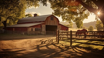 equine horse farm barn - obrazy, fototapety, plakaty