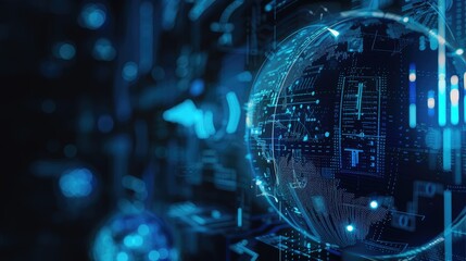 Obraz premium Futuristic Digital World Network Connectivity Background