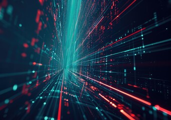 Obraz premium High-Speed Digital Data Stream Visualization