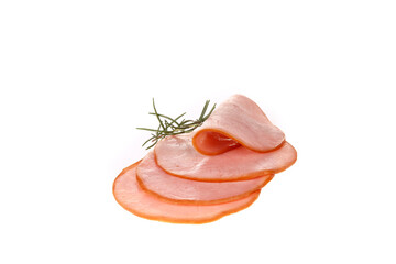 Pork ham slices isolated on white background