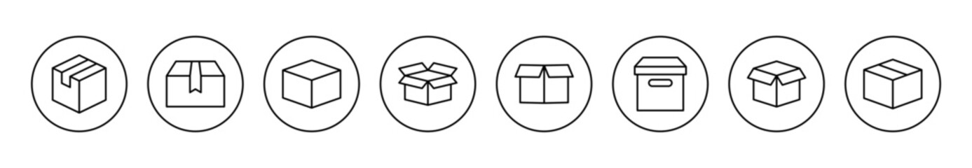 Box icon set vector. box sign and symbol, parcel, package