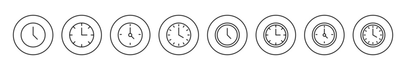 Clock icon set vector. Time sign and symbol. watch icon