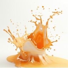 Dynamic Orange Juice Splash on White Background
